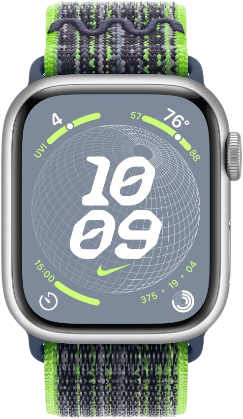 Умные часы Apple Watch Series 9 Aluminium with Nike Sport Loop (зеленый/синий)