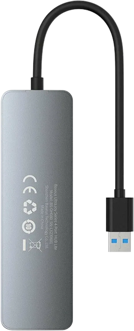 Переходник Baseus UltraJoy Series Lite 4-port USB-A Hub 3.0*4 Space Grey