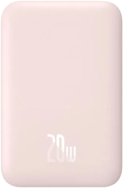 Внешний аккумулятор Baseus Magnetic Mini Wireless Charge Power Bank с кабелем 2022 (6000 mAh, розовый)