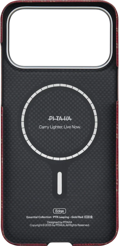 Чехол Pitaka Ultra Slim для iPhone 17 Pro Max (золотой/красный)