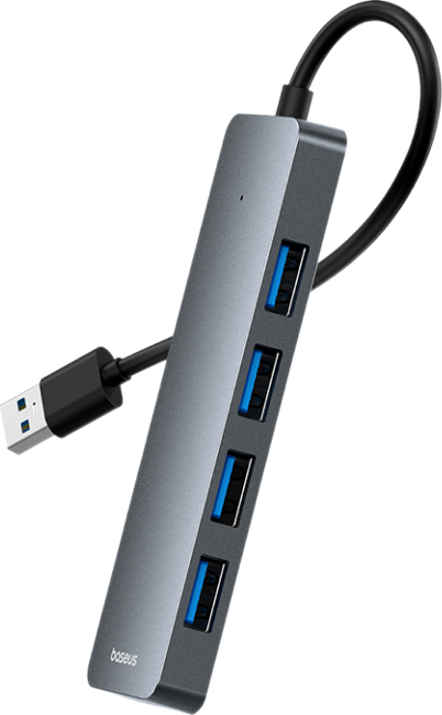 Переходник Baseus UltraJoy Series Lite 4-port USB-A Hub 3.0*4 (серый)