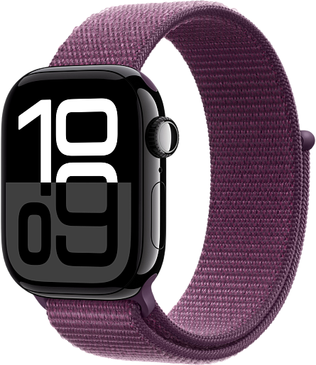 Умные часы Apple Watch Series 10 (42mm) Aluminum with Sport Loop (черный/сливовый), без RuStore