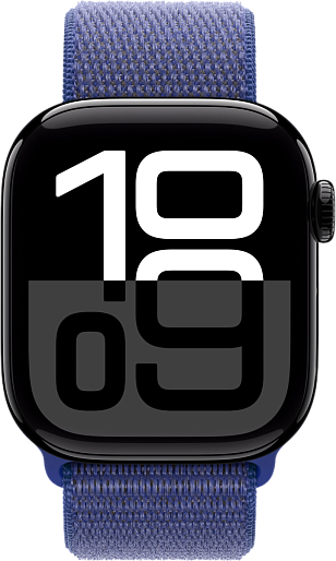 Умные часы Apple Watch Series 10 (42mm) Aluminum with Sport Loop (черный/ультрамарин)