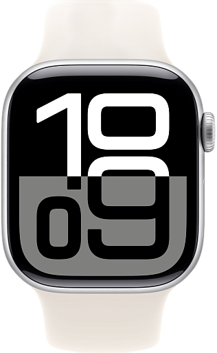 Умные часы Apple Watch Series 10 (42mm) Aluminum with Sport Band S/M (серебро/сияющая звезда)