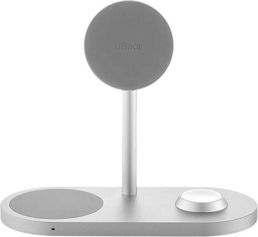 Беспроводная зарядка uBear Stage Pro 3in1 Wireless Charger (серебристый)