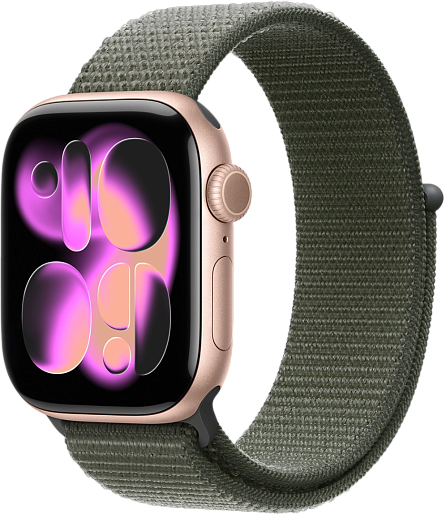 Умные часы Apple Watch Series 11 42mm with Sport Loop (розовое золото/зеленый)