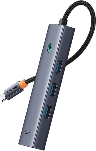 Переходник Baseus UltraJoy Series 4-port USB-A Hub 3.0*3+RJ45*1 Space Grey