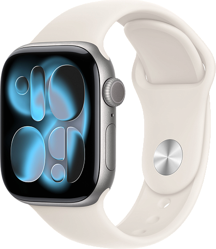 Умные часы Apple Watch Series 11 42mm with Sport Band (серый космос/сияющая звезда) S/M