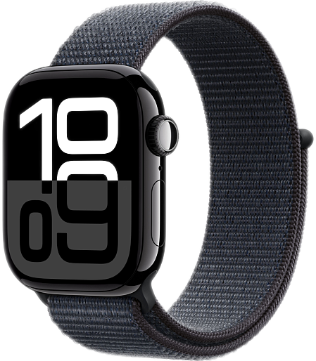 Умные часы Apple Watch Series 10 (46mm) Aluminum with Sport Loop (черный/серый)