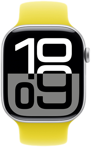 Умные часы Apple Watch Series 10 (42mm) Aluminum with Solo Loop (серебристый/желтый)