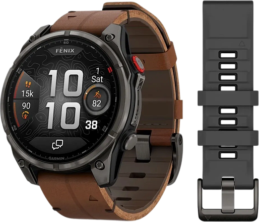 Умные часы Garmin Fenix 8 Pro 47mm Amoled Sapphire (черный/коричневый)