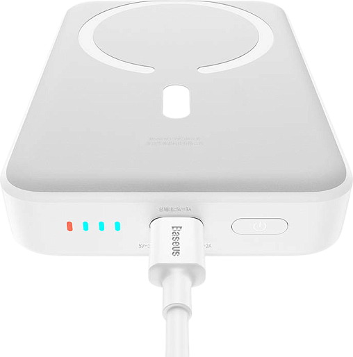 Внешний аккумулятор Baseus Magnetic Mini Wireless Fast Charge Power Bank с кабелем (10000 mAh, белый)