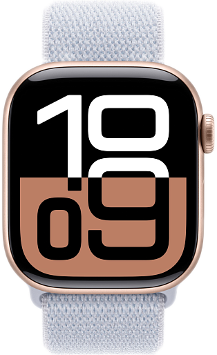 Умные часы Apple Watch Series 10 (42mm) Aluminum with Sport Loop (золото/голубой)