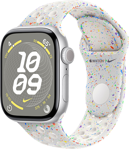 Умные часы Apple Watch Series 10 (46mm) Aluminum with Nike Sport Band M/L (серебро/платина)