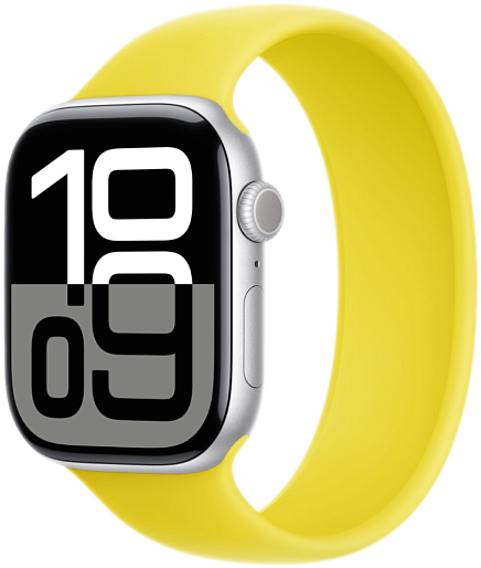 Умные часы Apple Watch Series 10 (42mm) Aluminum with Solo Loop (серебристый/желтый)