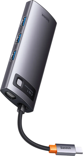Переходник Baseus Metal Gleam Series 2 6-in-1 USB HUB Space Grey