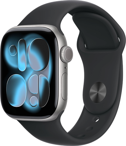 Умные часы Apple Watch Series 11 46mm with Sport Band (серый космос/черный) S/M