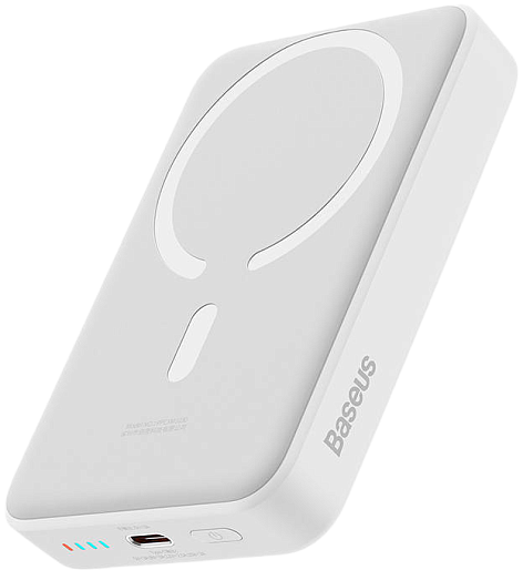 Внешний аккумулятор Baseus Magnetic Mini Wireless Fast Charge Power Bank с кабелем (10000 mAh, белый)
