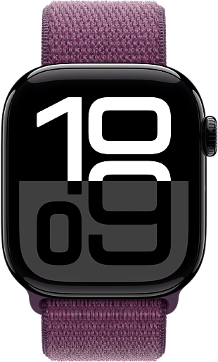 Умные часы Apple Watch Series 10 (42mm) Aluminum with Sport Loop (черный/сливовый), без RuStore