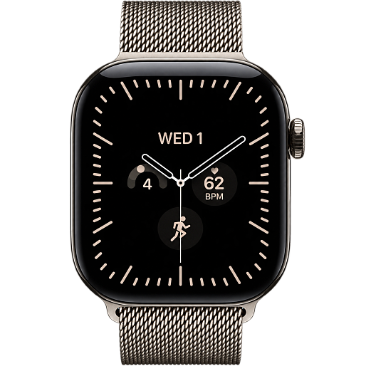 Умные часы Apple Watch Series 12 46mm (Natural Titanium Case) with Natural Milanese Loop (S/M)