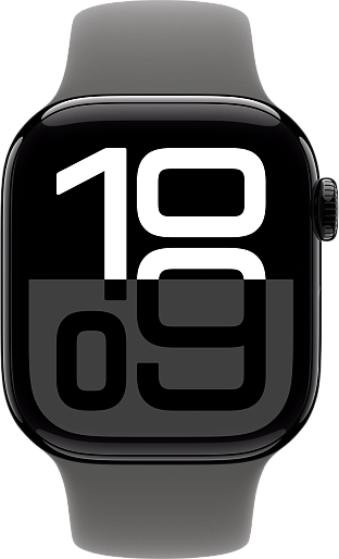 Умные часы Apple Watch Series 10 (42mm) Aluminum with Sport Band S/M (черный/каменный серый)