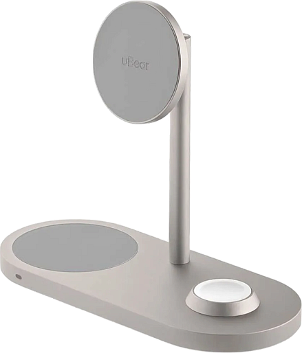 Беспроводная зарядка uBear Stage Pro 3in1 Wireless Charger (Apple Watch, титановый)