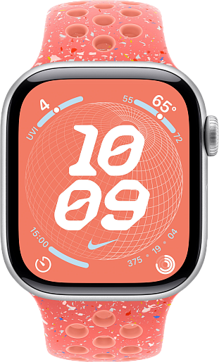 Умные часы Apple Watch Series 10 (42mm) Aluminum with Nike Sport Band S/M (серебро/янтарь), без RuStore