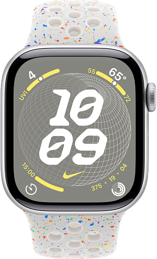 Умные часы Apple Watch Series 10 (46mm) Aluminum with Nike Sport Band M/L (серебро/платина)