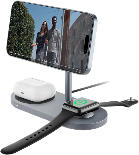 Беспроводная зарядка uBear Stage Pro 3in1 Wireless Charger (Apple Watch, космический черный)