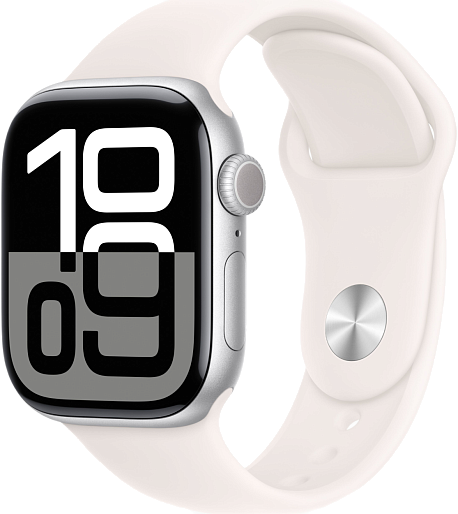 Умные часы Apple Watch Series 10 (42mm) Aluminum with Sport Band S/M (серебро/розовый), без RuStore