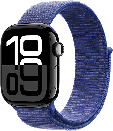 Умные часы Apple Watch Series 10 (42mm) Aluminum with Sport Loop (черный/ультрамарин)