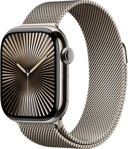 Умные часы Apple Watch Series 10 (42mm) Titanium with Milanese Loop (природный), без RuStore
