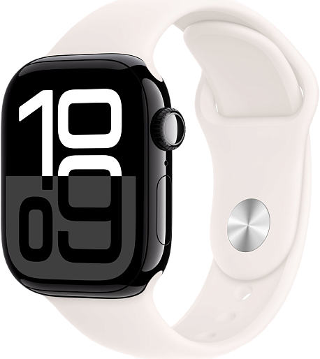 Умные часы Apple Watch Series 10 (42mm) Aluminum with Sport Band S/M (черный/розовый), без RuStore