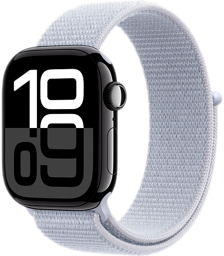 Умные часы Apple Watch Series 10 (42mm) Aluminum with Sport Loop (черный/голубой), без RuStore