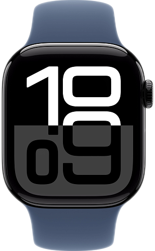 Умные часы Apple Watch Series 10 (42mm) Aluminum with Sport Band M/L (черный/синий)