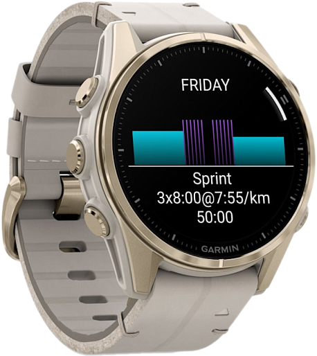 Умные часы Garmin ️FENIX 8 Amoled Sapphire 43mm (золотой/серый) EU