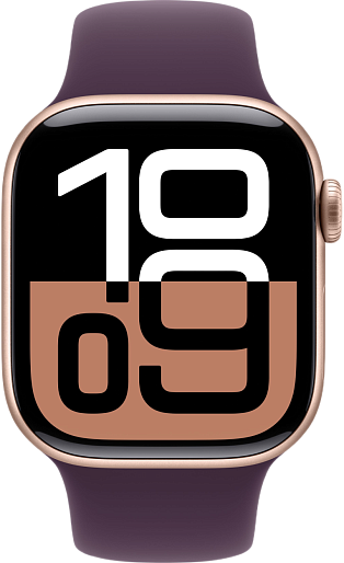 Умные часы Apple Watch Series 10 (42mm) Aluminum with Sport Band S/M (золото/сливовый)