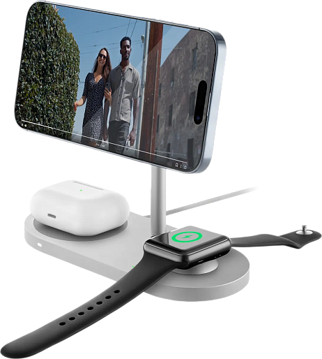 Беспроводная зарядка uBear Stage Pro 3in1 Wireless Charger (серебристый)